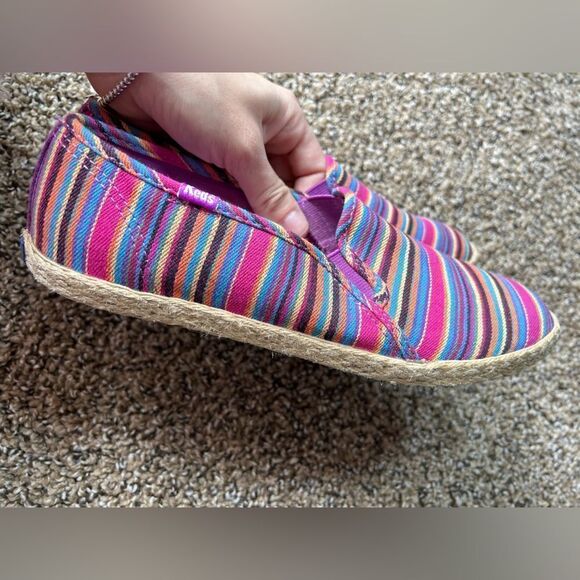 Keds Multi Colored Rainbow Hemp Heel Espadrille Slide On Shoes - Picture 8 of 10